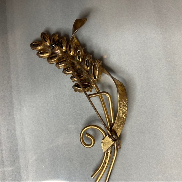 Vintage Coro Sterling Vermeil Wheat Brooch with Citrine Glass - Picture 8 of 13
